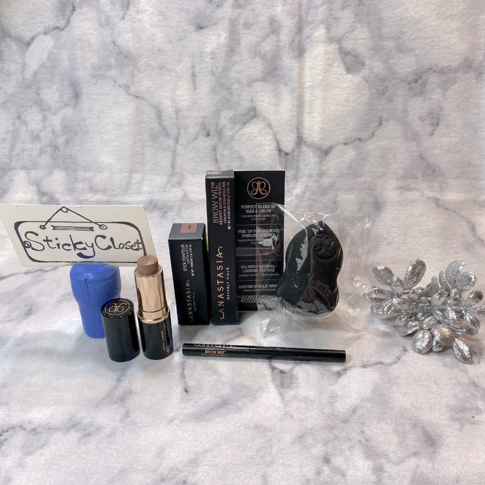 Anastasia Beverly Hills Makeup Set-Brow Pencil, Contour Stick&Sponge-3pc-Box-NEW